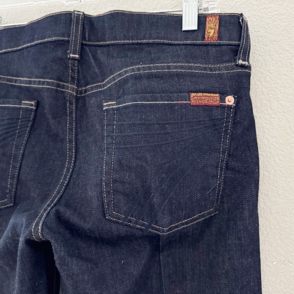 7 For All Mankind Dojo Jeans Size 30 Low Flare Western Y2K Blue Dark Denim 70s - Picture 11 of 15